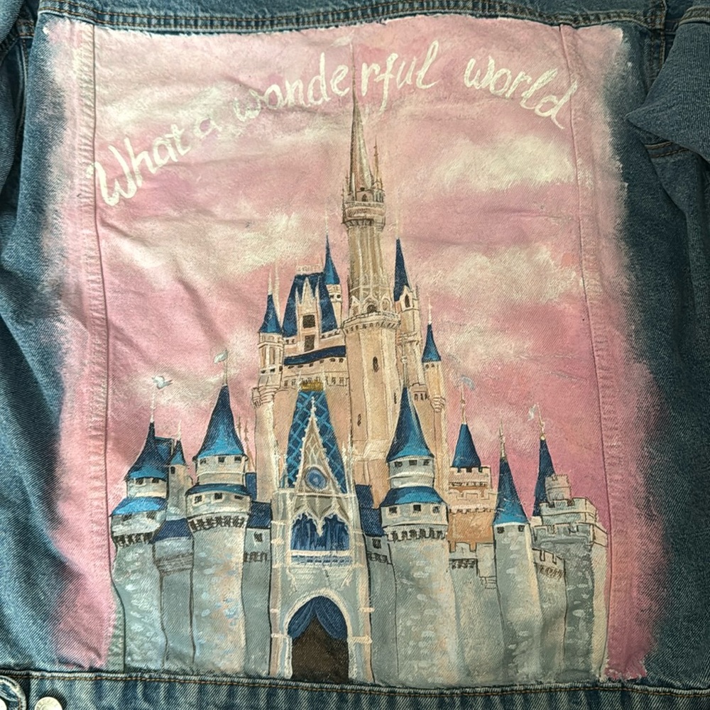 Custom painted Disney world denim jacket